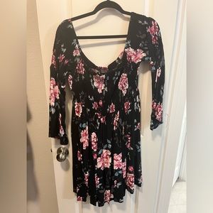 Torrid Blackpink floral minidress off shoulder w/elastic bodice, 3/4 sleeve, NWT